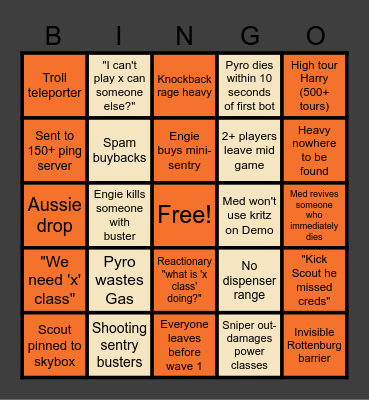 MvM Bingo Card