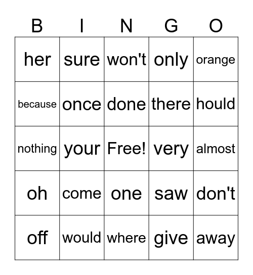 61 Bingo Card