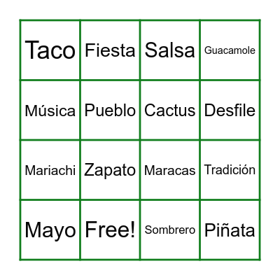 5 de Mayo Bingo Card