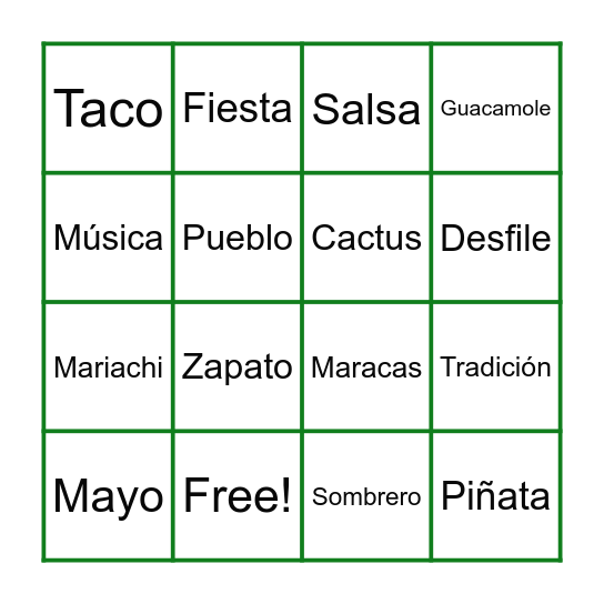 5 de Mayo Bingo Card