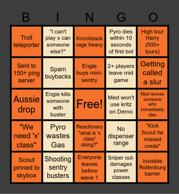 MvM Bingo Card