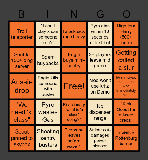 MvM Bingo Card