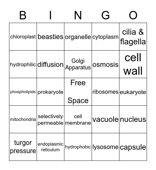 Ch. 3 Cells Bingo Card