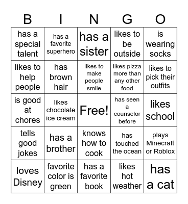 Counselor Bingo Card
