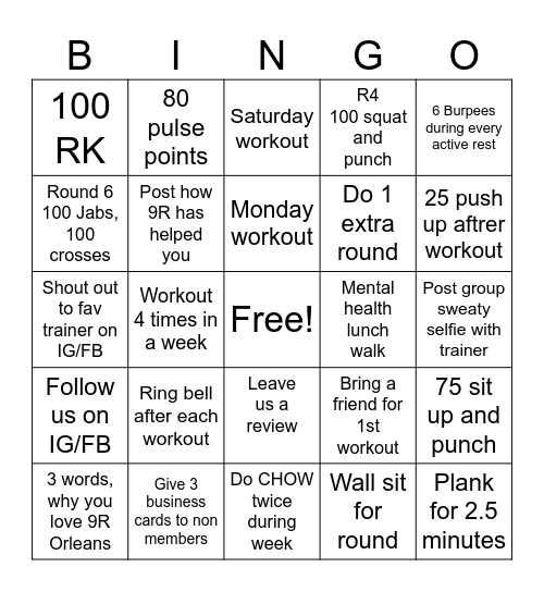 Mental Health Bingo Card