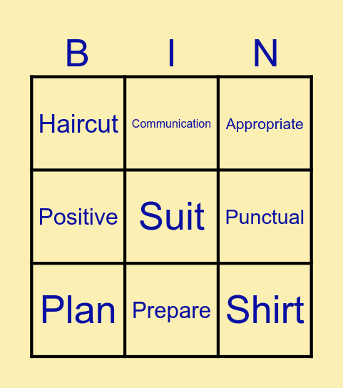 Interview Preparation Bingo Card