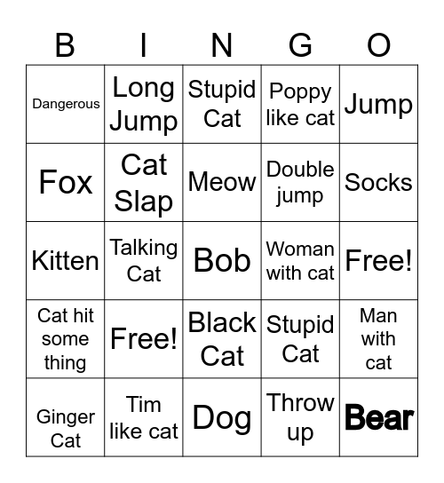 Funny cat Bingo Card