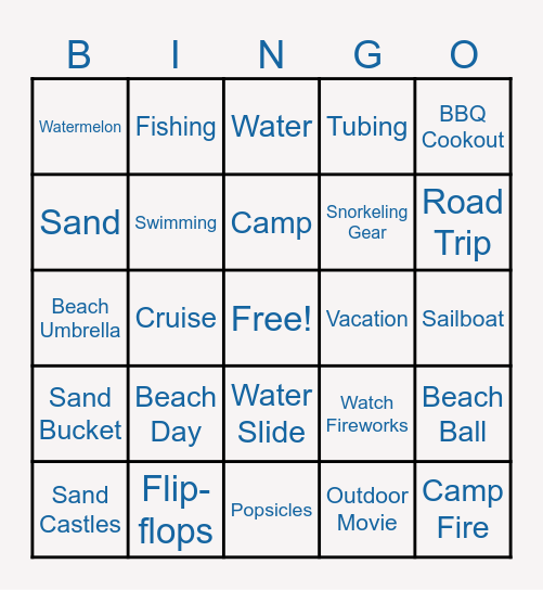 Summer Bingo Card