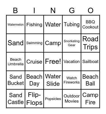 Summer Bingo Card
