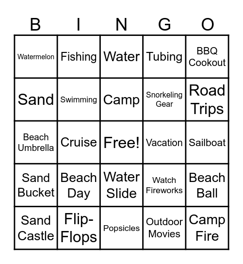 Summer Bingo Card