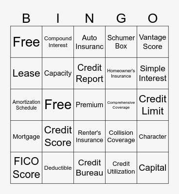 Living on My Own Bingo Card