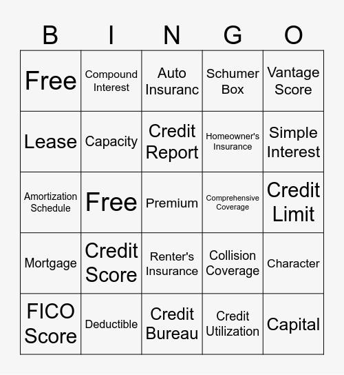 Living on My Own Bingo Card