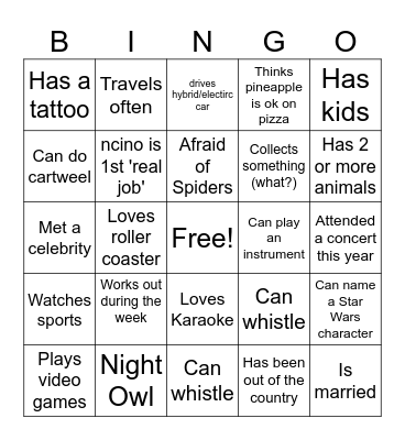 Get to know your Co-worker Bingo Card