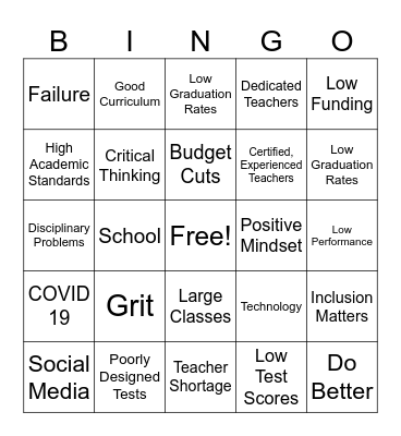 School Systems in Shambles Bingo Card