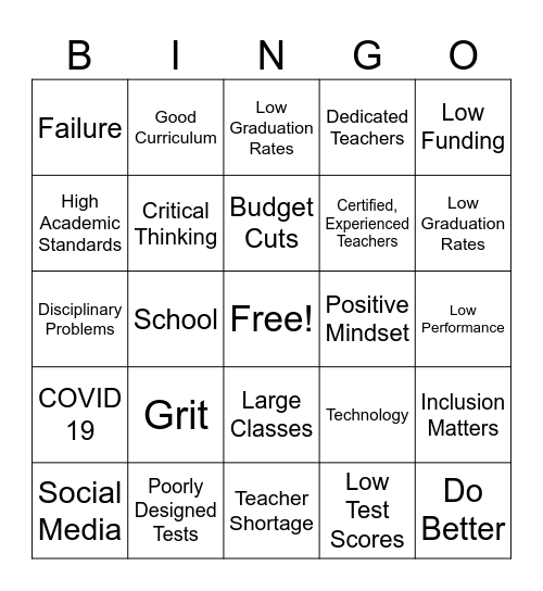 School Systems in Shambles Bingo Card
