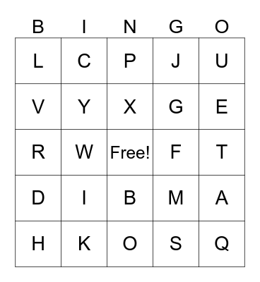 ASL Alphabet Bingo Card
