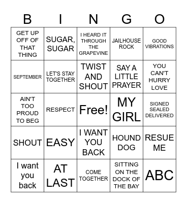 Music Bingo Card