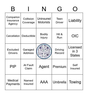 ASHLEY'S INSURANCE BINGO Card