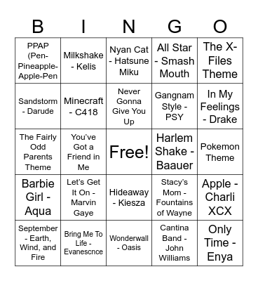 Kai’sJust Memes Bingo Card