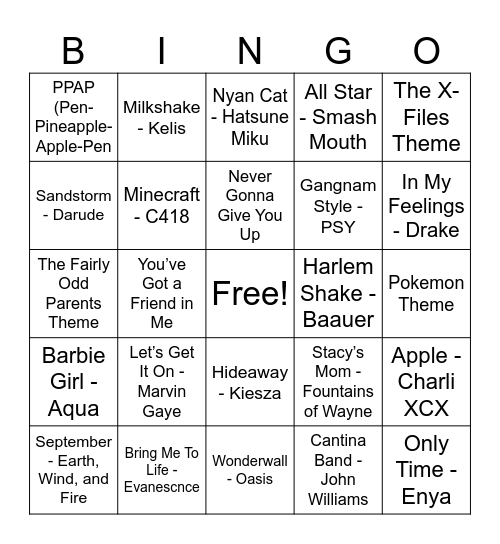 Kai’sJust Memes Bingo Card