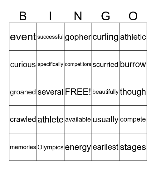 3rd Grade Spring Bingo Card