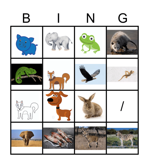 Animals Bingo Card