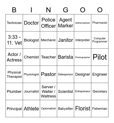 Jobs Bingo Card