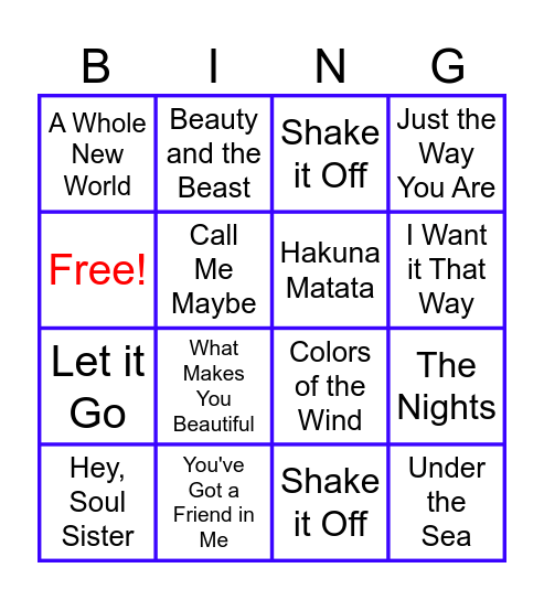 Bing Bonanza Bingo Card