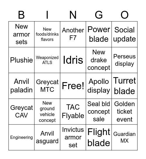 Fleetweek 2955 Bingo Card