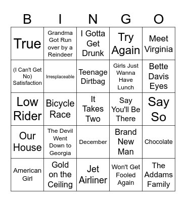 1 year of Music Bingo! Bingo Card