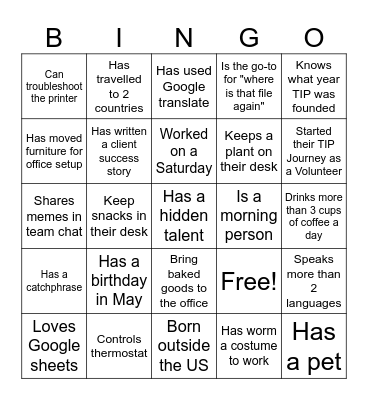Network Bingo Card