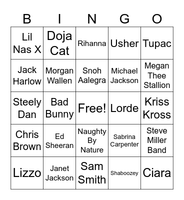 Buncha Stuff Bingo Card