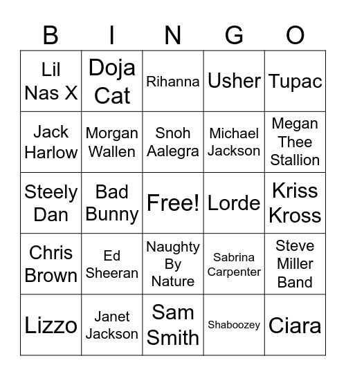 Buncha Stuff Bingo Card