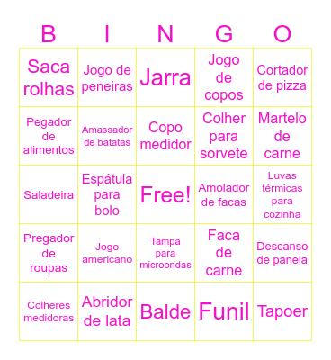 Chá de Cozinha - Natália Bingo Card