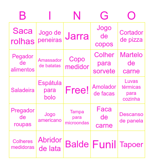 Chá de Cozinha - Natália Bingo Card