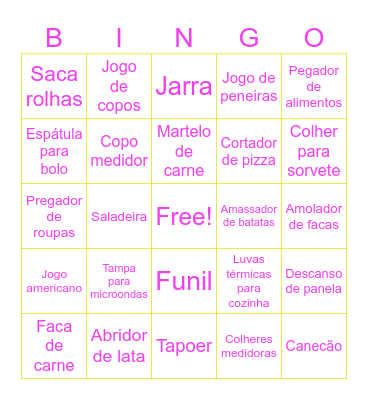 Chá de Cozinha - Natália Bingo Card