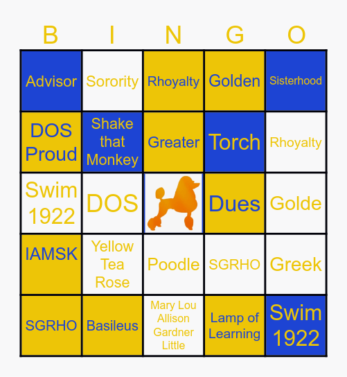 Sigma Gamma Rho Bingo Card