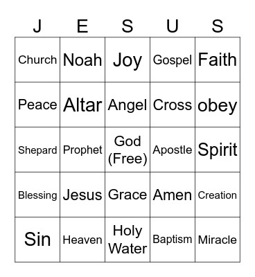 Bible Bingo Card