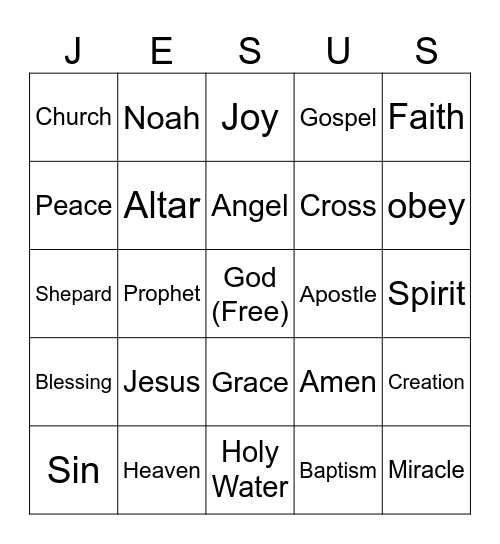 Bible Bingo Card