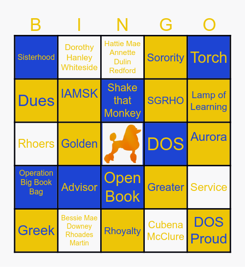 Sigma Gamma Rho Bingo Card