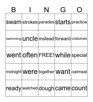 2nd Grade Spring Bingo Card