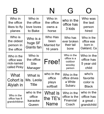 SOAR Bingo Card