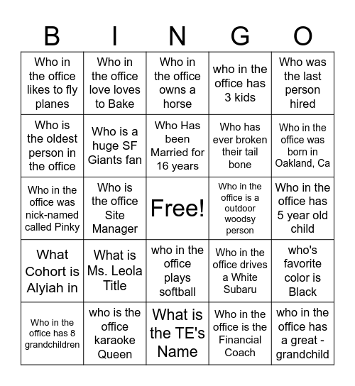 SOAR Bingo Card