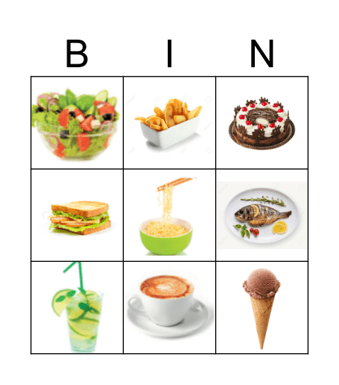 Food Bingo Card