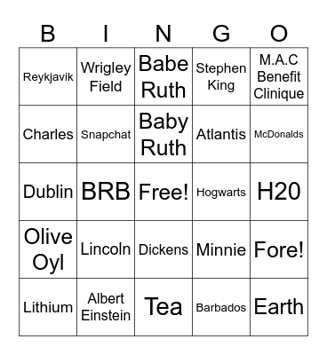 TRingo! General Trivia #2.0 Bingo Card