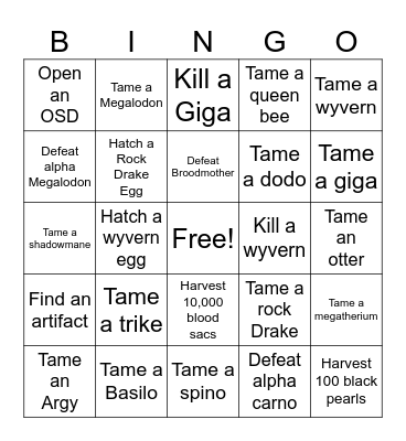 Survivor's Bingo Card