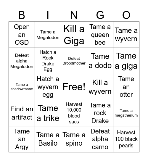 Survivor's Bingo Card