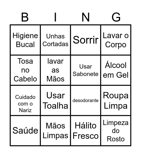 HIGIENE PESSOAL Bingo Card