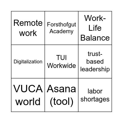 New Work Bingo Card