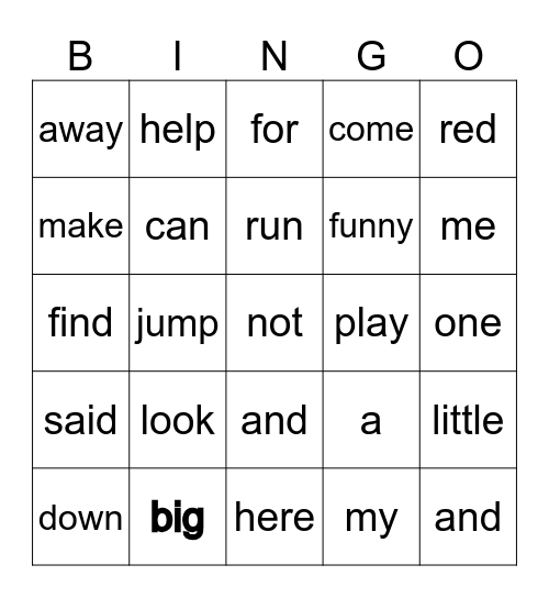 Sight Words BINGO: Lists 1-3 Bingo Card